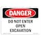 Signmission OSHA Danger Sign, 7" Height, 10" Width, Rigid Plastic, Do Not Enter Open Excavation, Landscape OS-DS-P-710-L-2136 - alternate 1